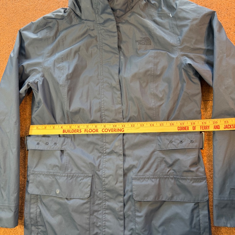 The North Face DryVent Rain Parka Jacket Womens Medium Navy Blue Hooded Coat - Picture 4 of 7